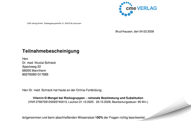 Zerftifikat Vit.D-Magel