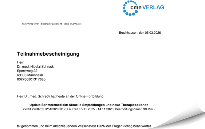 Zertifikat Update Schmerzmedizin
